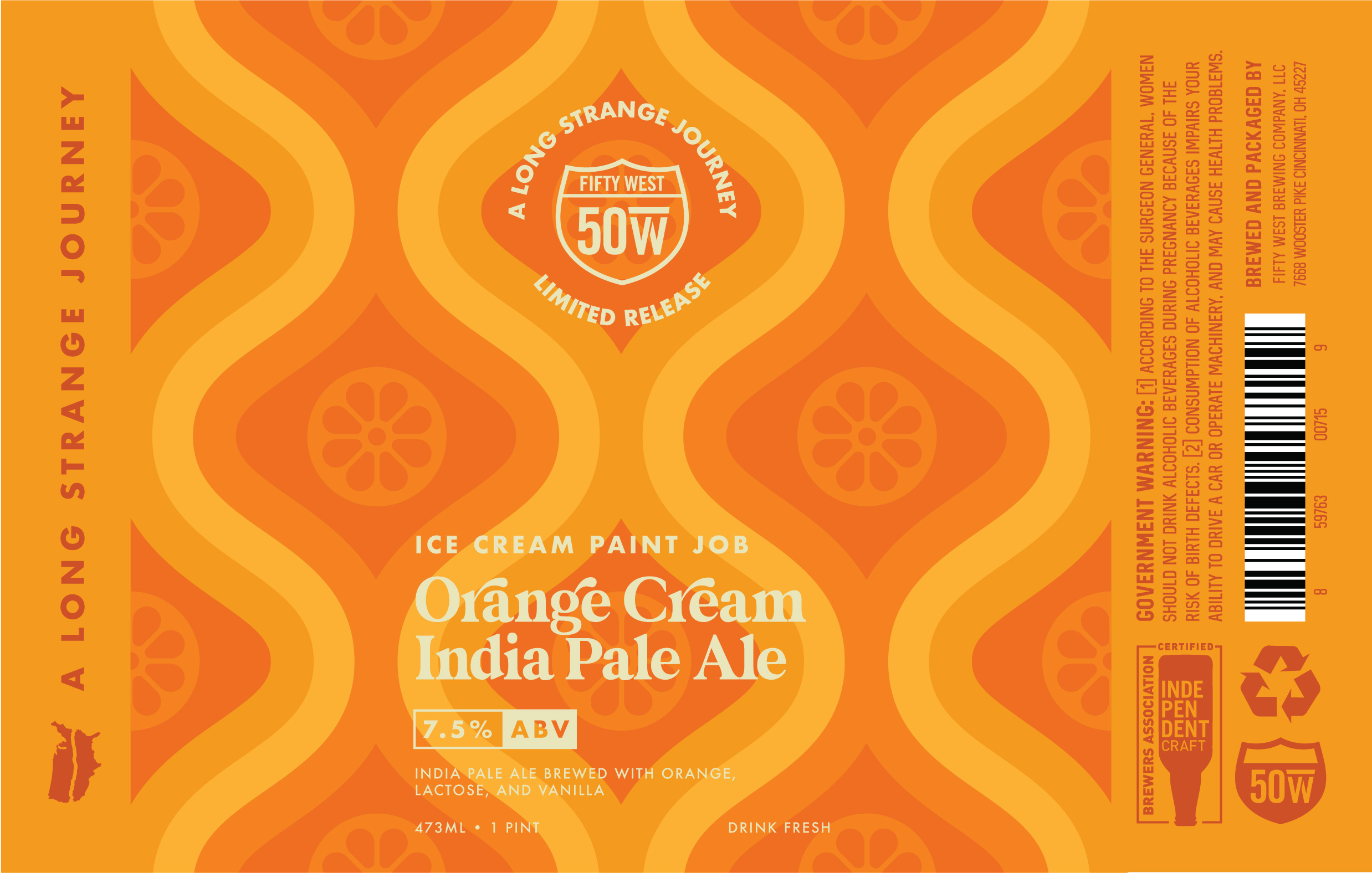 Fifty West Brewing Company Ice Cream Paint Job Orange Cream IPA